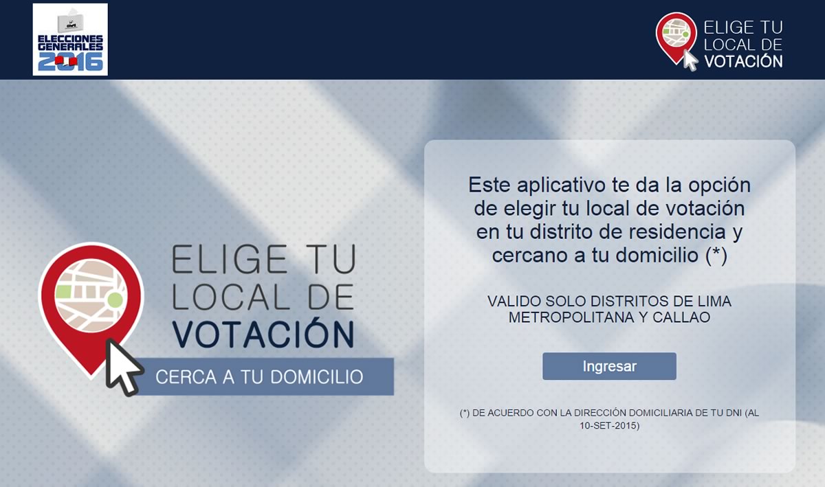 ONPE: Elige tu Local de Votación Cerca a tu Domicilio