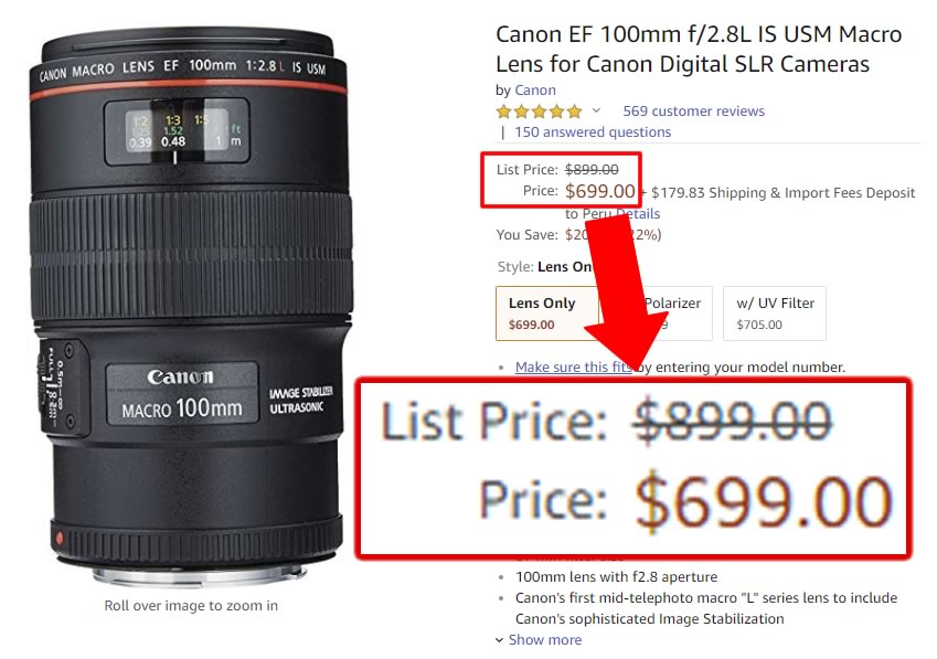OFERTA: Lente Canon EF 100mm f/2.8L IS USM Macro a USD $699